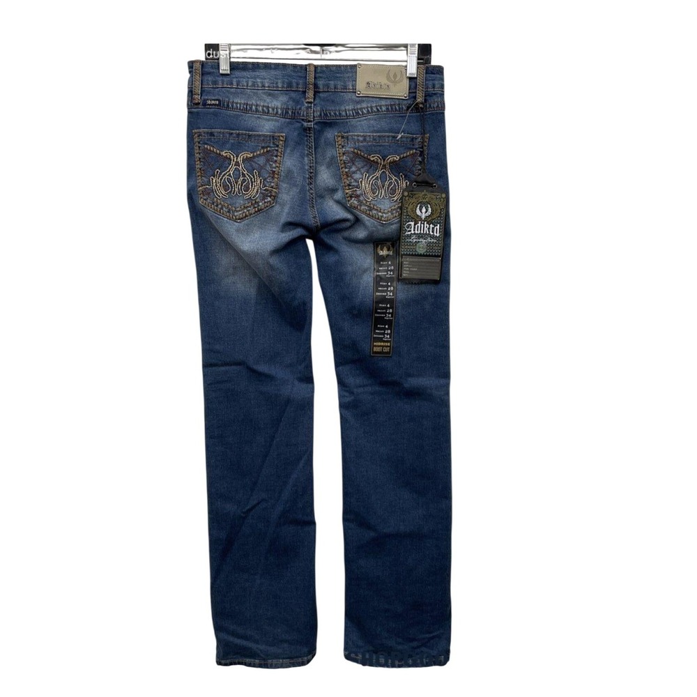 Adiktd Blue Cotton Midrise Boot Cut Jeans Size 4 ADJ1410606-R Embroidered Pocket